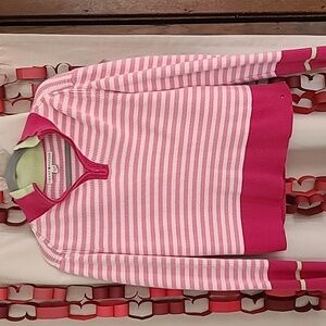 Tommy Hilfiger Pink Striped Quarter Zip Pullover Sweater - Sz XL